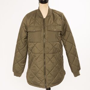 Olive green lightweight quilted puffer by Stylus S